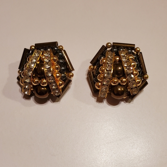 Jewelry Amber Pearl Rhinestone Clip On Earring Poshmark